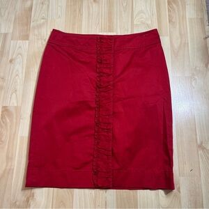 Talbots Womens Red‎ Ruffle Pencil Work Business Skirt Size 6P